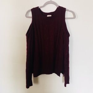 Maroon cold shoulder sweater